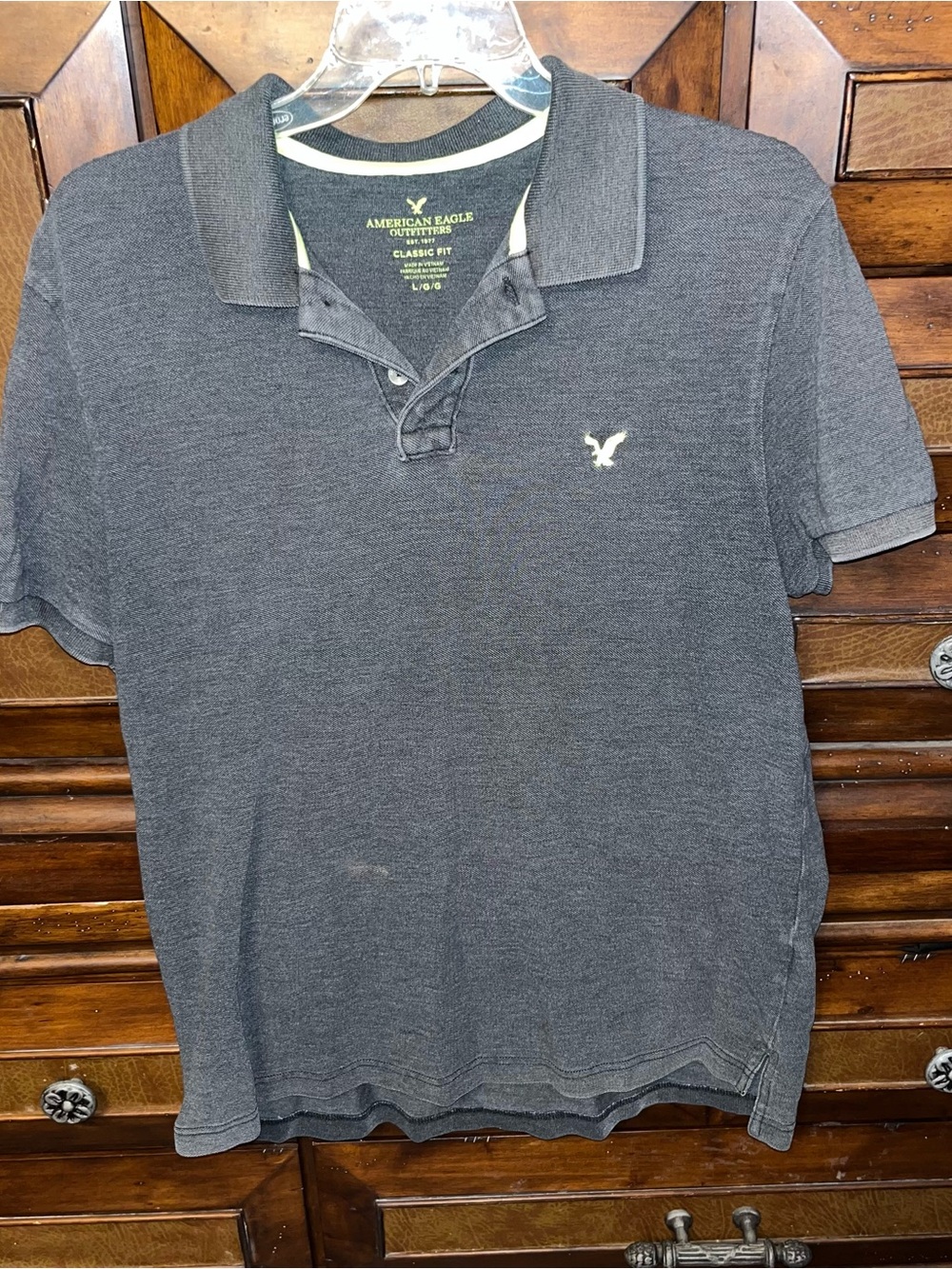 American Eagle Outfitters Polo Shirt Men’s Large Gray Classic Fit Short Sleeve L